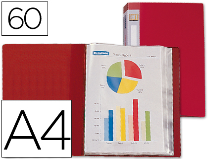 Carpeta con 60 fundas personalizable Liderpapel A4 polipropileno rojo